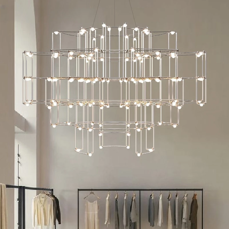 Light Cube Chandelier Villa Restaurant Living Room Light Dot Starlight Creative Personality Modern Simple Firefly Chandelier