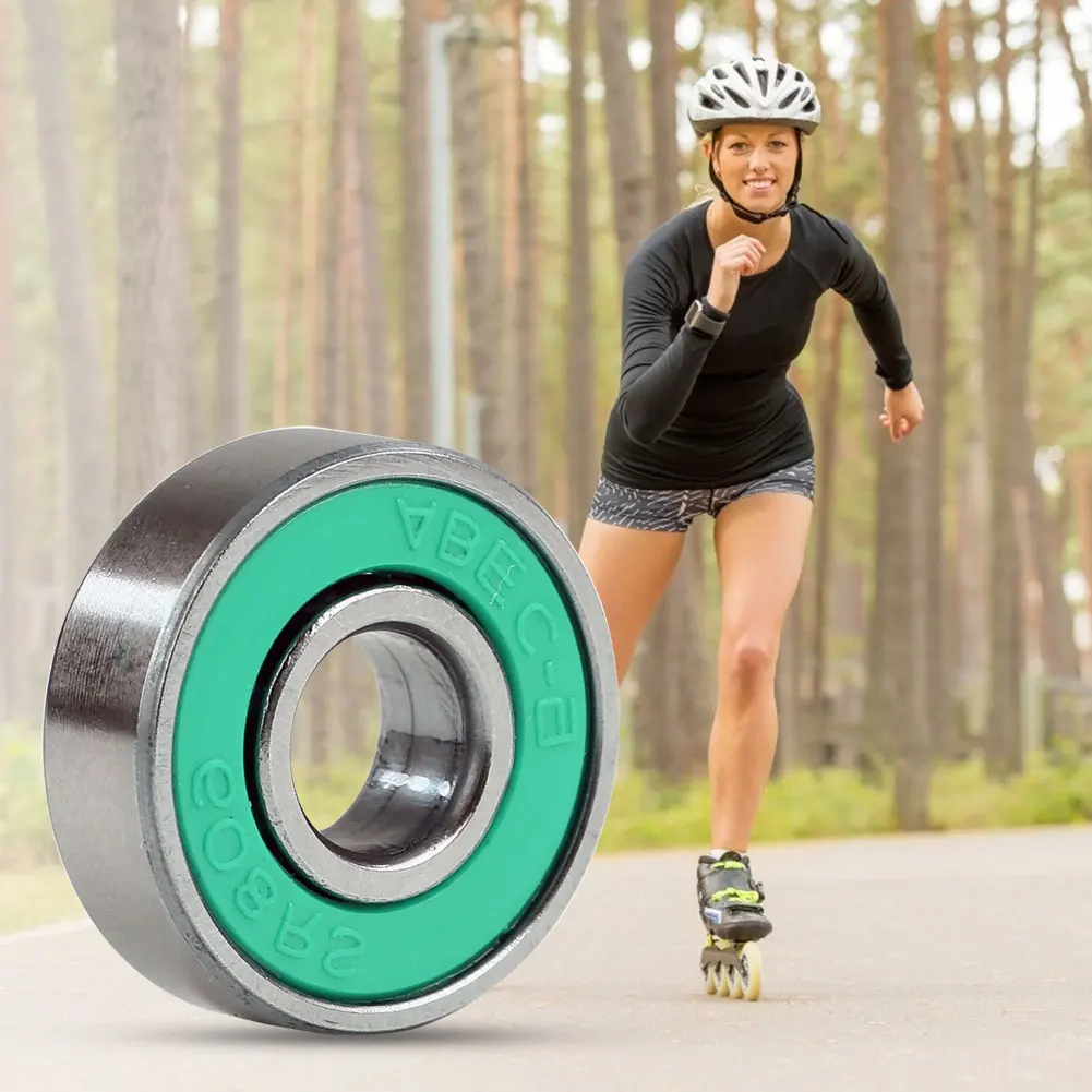 10 peças 608rs ABEC-9 rolamento de esferas scooter rolamentos em miniatura com sulco profundo (verde)