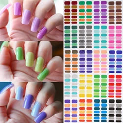 1PC Nail Full Wraps Real Nail Polish Stickers 14tips Self-Adhesive Gel Nail Strips Art Decals Non Semi-cured DIY Nail Decoration