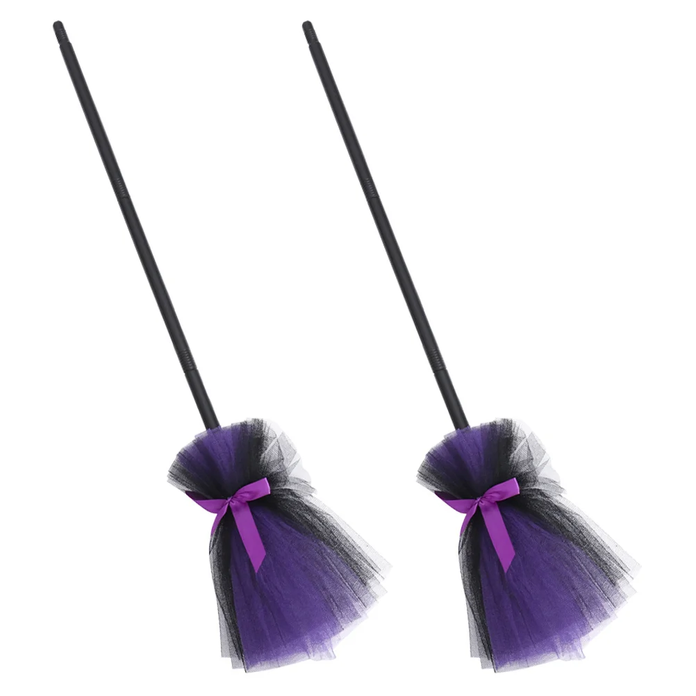 

2Pcs Wizard Broom Prop Halloween Party Decoration Item Unique Design for Cosplay Costume Events Home Ornament Spooky Theme