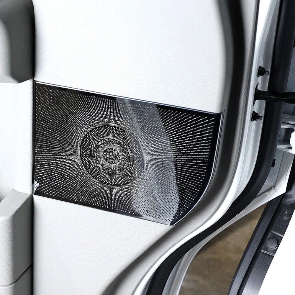 

Для Kia PV5 2025-2026: 2 шт. накладок из нержавеющей стали на A-стойки для твитеров + 2 шт. накладок на дверные колонки для стереосистемы