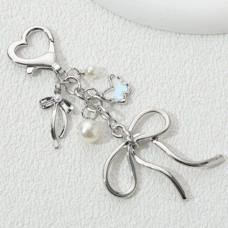 Schmetterling Schlüsselanhänger Schleife Knoten Perle Emaille Fliegendes Insekt Anhänger Schlüsselanhänger für Frauen Mädchen Handgemacht Y2K Schmuck Accessoires Geschenk