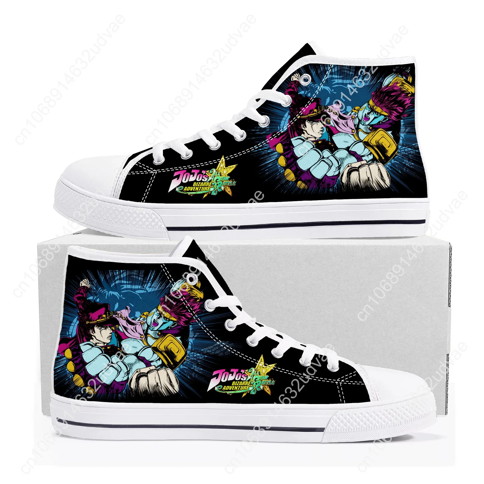 JoJos Bizarre Adventure Anime High Top Sneakers High Quality Mens Womens Teenager Canvas Sneaker Casual Couple Shoes Custom Shoe