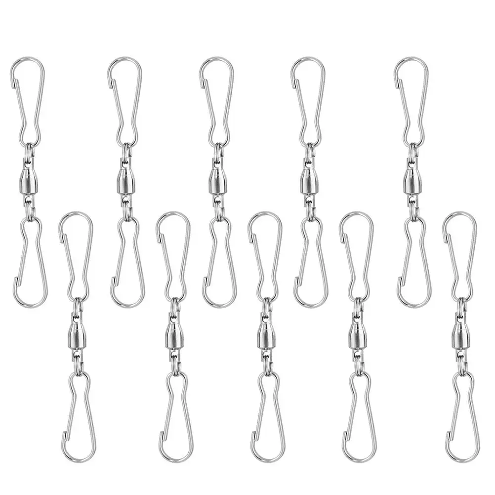 

10 Pcs Rotating Wind Chime Rotatable Dual Swivel Hooks Windsock Clips Stainless Steel Hanging Decor Suspension Home