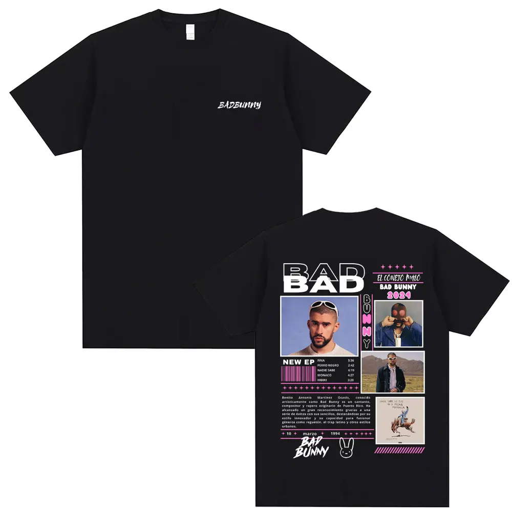 Rapper Bad Bunny Music Album Print T Shirts Nadie Sabe Lo Que Va A Pasar Manana T-shirt Men Women Fashion Hip Hop Vintage Tshirt