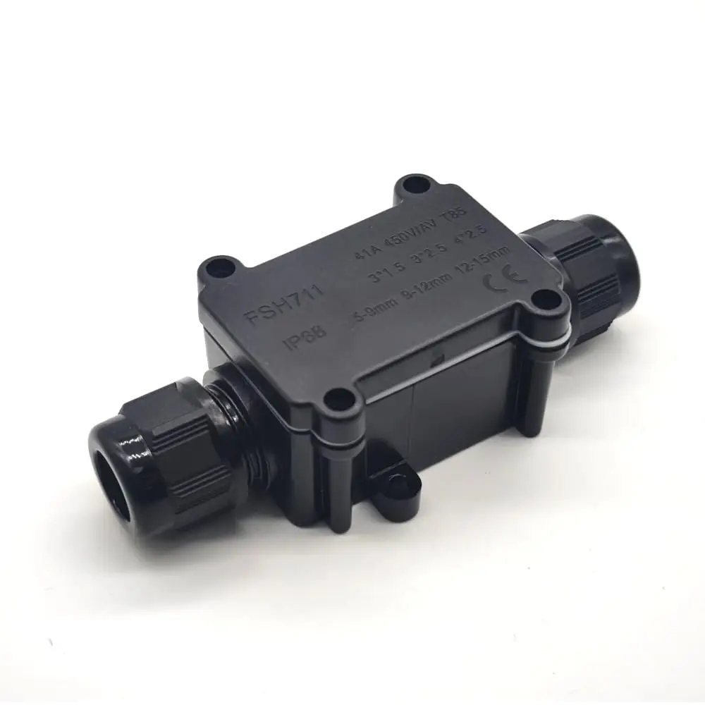 Two-Way FSH711 Outdoor IP68 Waterproof Junction Box Street Lights A2 Set (5-9Mm Sealing Ring PA10 Terminals + Screws)