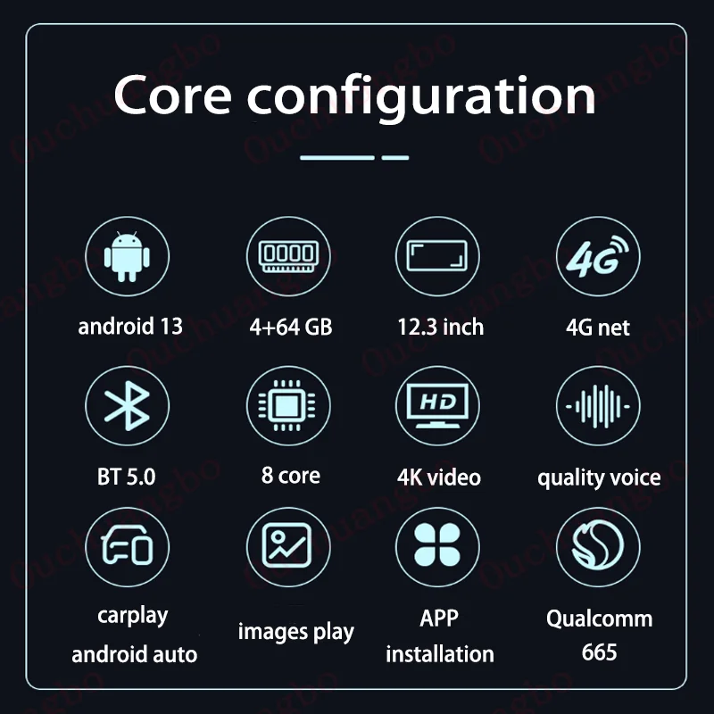 Ouchuangbo 12.3inch For Jetour Traveler T2 2023+ Passenger Entertainment System 6+64GB Android 13 Copilot Entertainment Screen