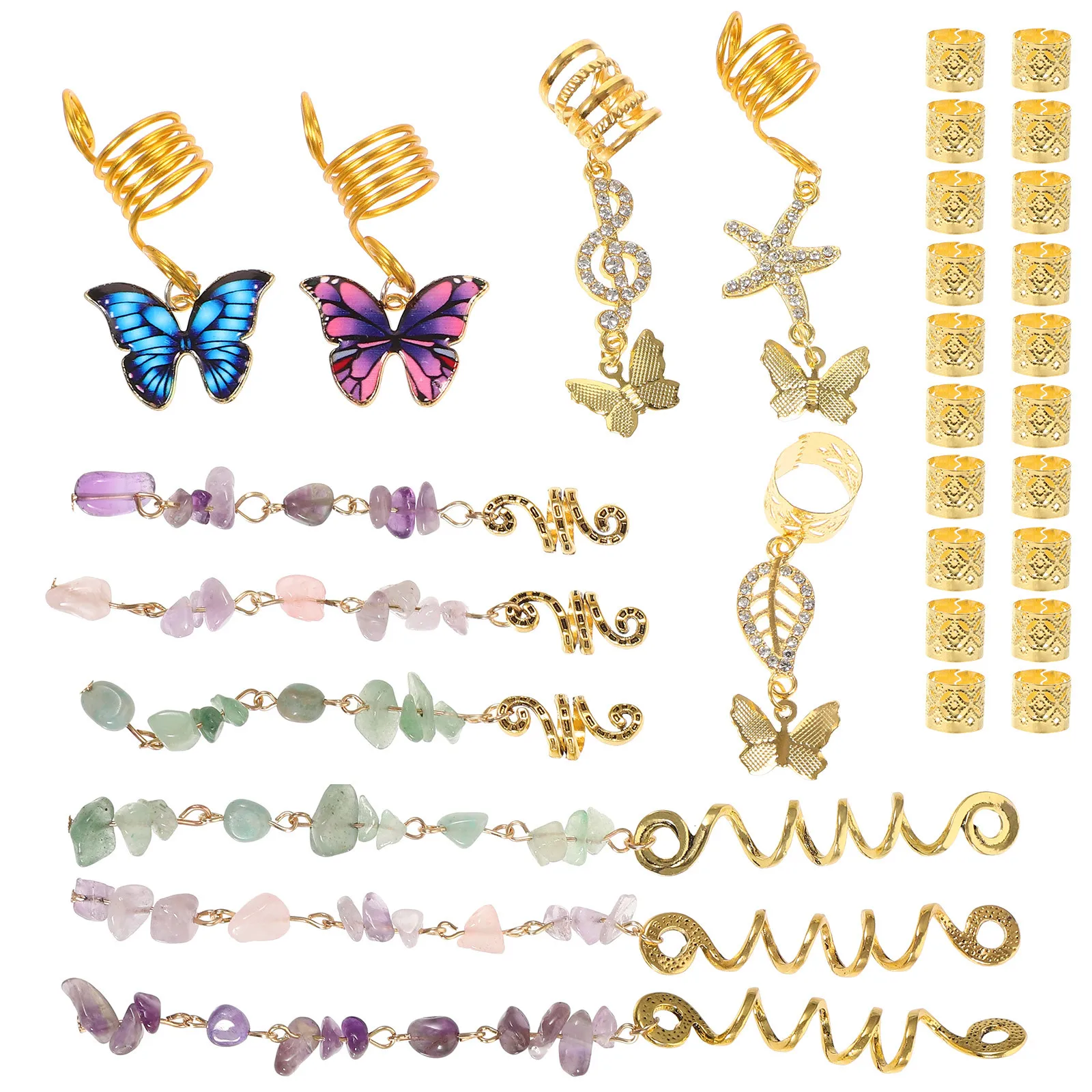 

31 Pcs Dreadlock Braiding Accessories Hair Cuffs Dreadlocks Loose Beads Clasps Jewellery