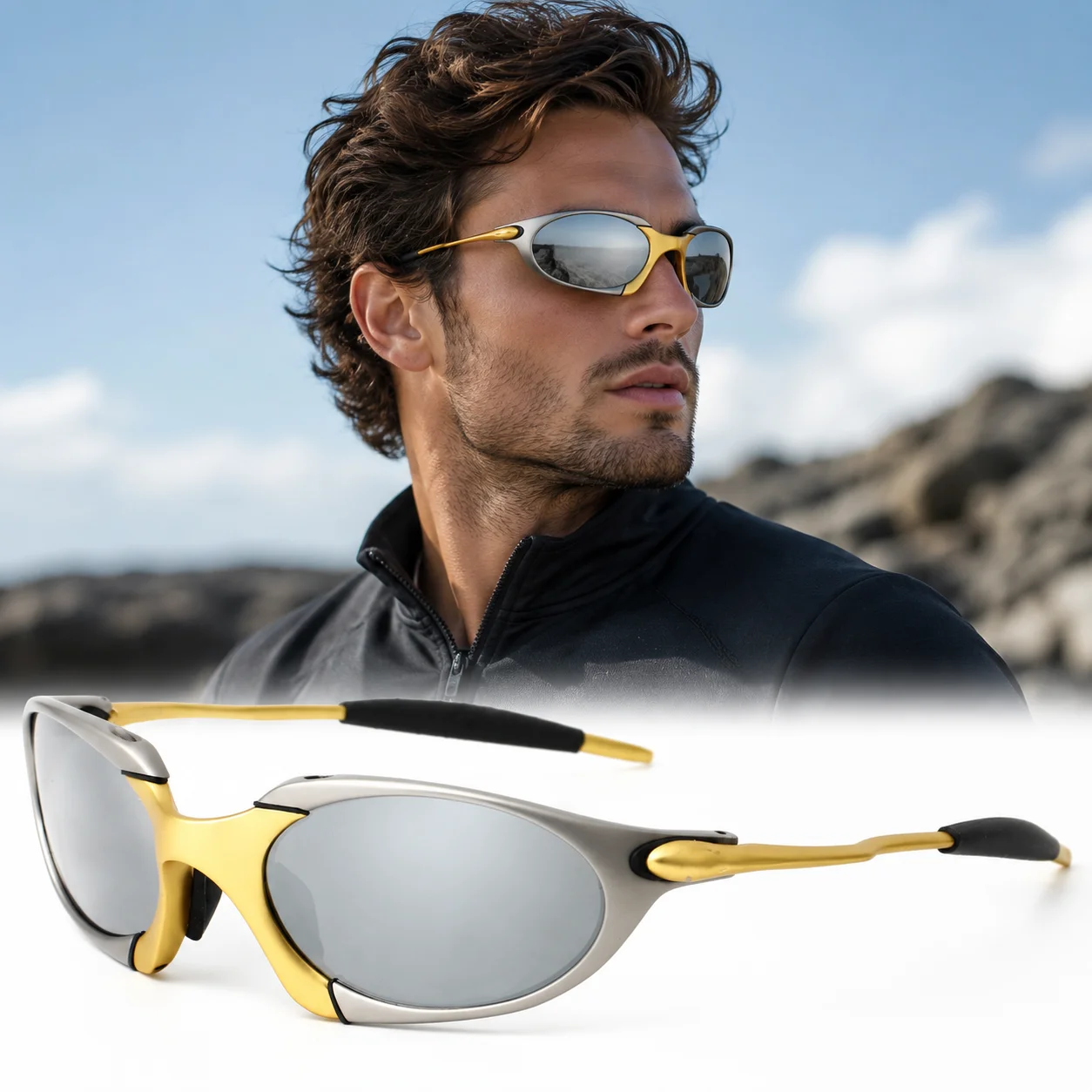 

Alloy Polarized Cycling Sunglasses Futuristic Metal Frame UV400 Outdoor Sports Glasses for Men Women Road Bike Eyewear