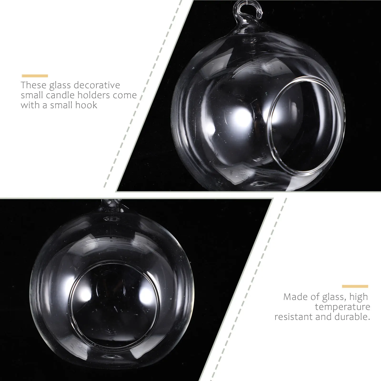 

10Pcs Glass Terrarium Holder with Flat Bottom Hanging Tealight Stand for Succulent Plant Mini Garden Candleholder Home Decor