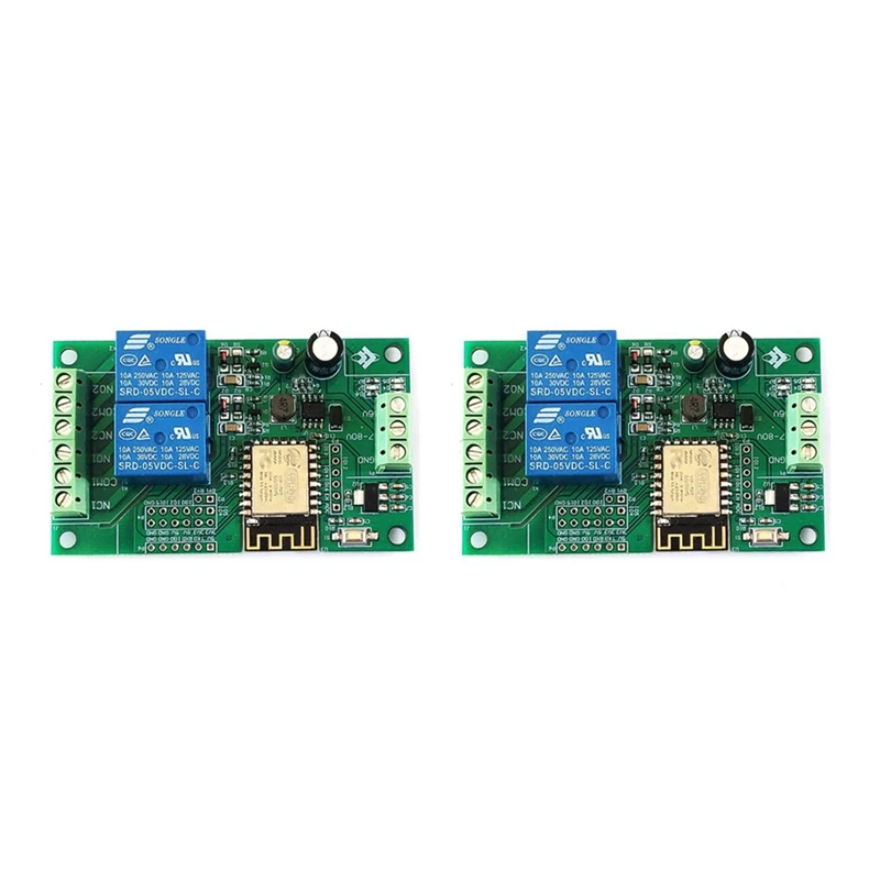 

2X Esp8266 Esp-12F Wifi Relay Module 2Channel 5V/8-80V Network Relay Switch For Arduino Ide Smart Home App Remot Control