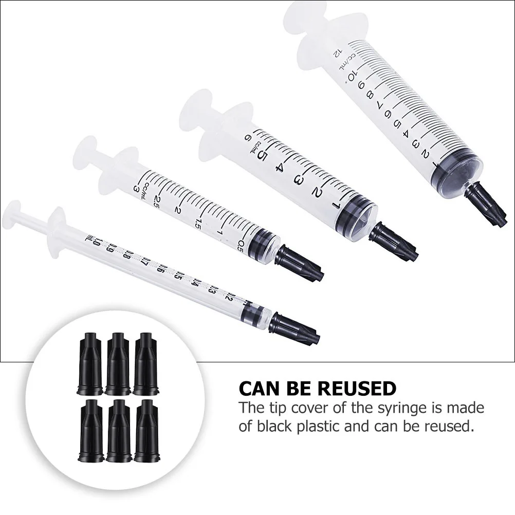 

250Pcs Luer Lock Syringe Tip Caps Black Plastic Industrial Reusable Dispensing Needle Tip Caps Seal Leak-Proof