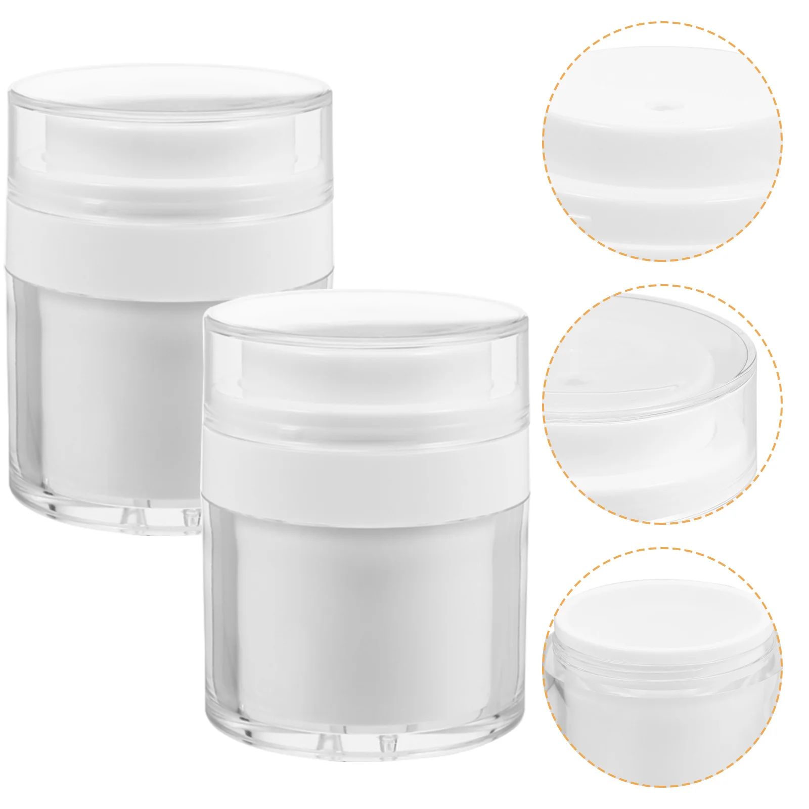 

2 Pcs Cream Container Travel Lotion Empty Airless Pump Bottles Jars for Toiletries