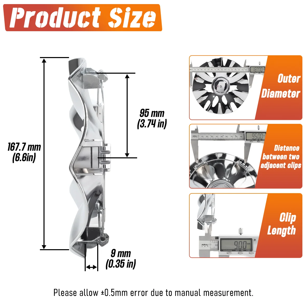 1pc/4pcs OD 167.7mm/6.6in ID 95mm/3.74in Car Wheel Center Hub Caps For 2008-2010 CHRYSLER TOWN and COUNTRY 04721717AA 47217AA