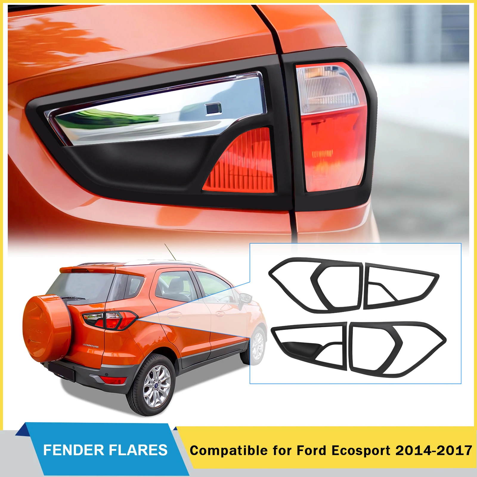 Taillight Cover Trim For Ford Ranger Ecosport 2014 2015 2016 2017 year Matte Black Rear Lamp Hoods 4X4 Car Accessories