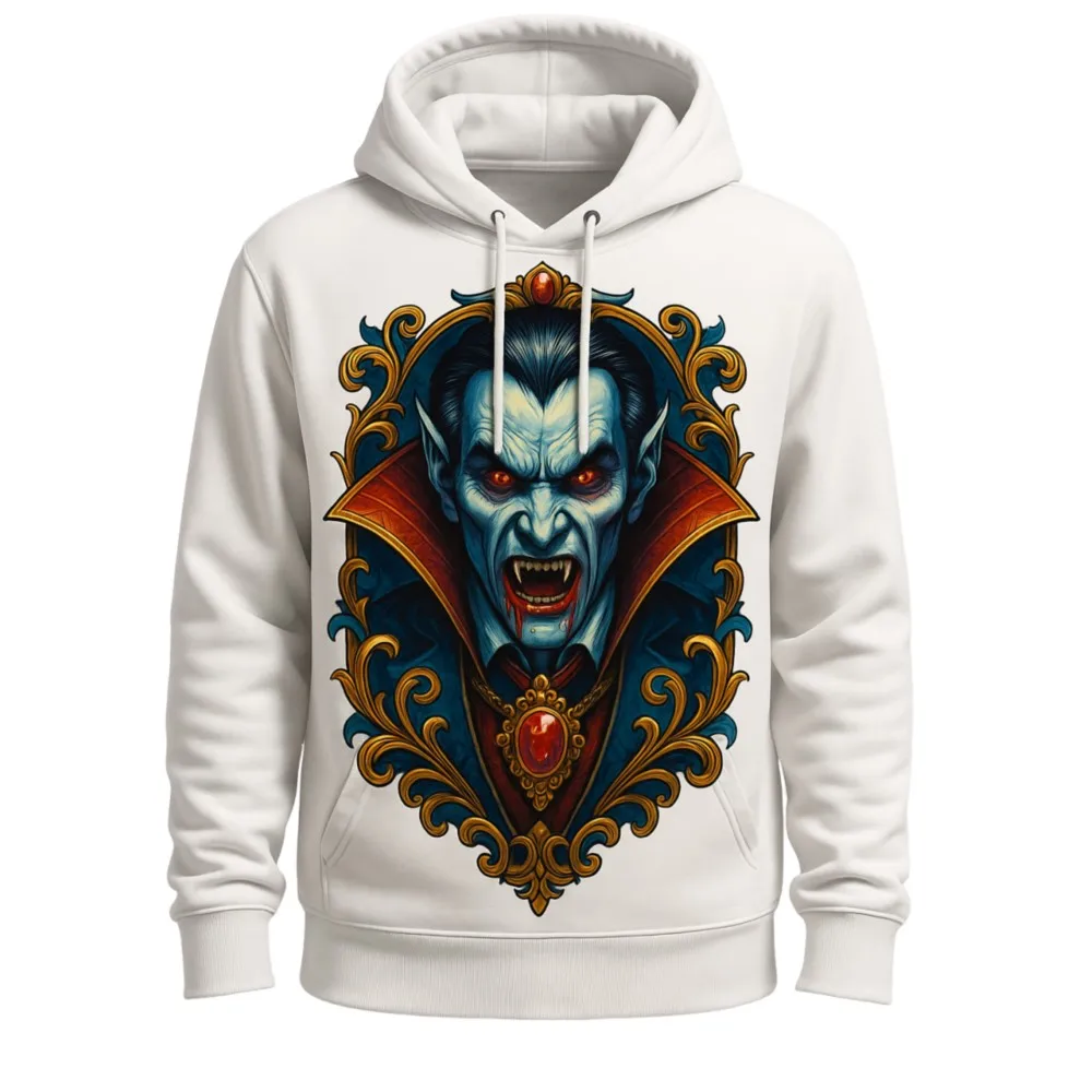 2026 New Model 3D Printed vampire-themed Print Pattern Casual Hooded Sweatshirt Trendy Cool Top High Collar Pullover