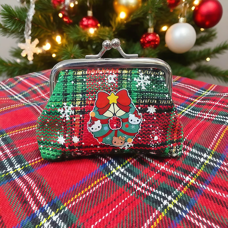 

Anime Merry Christmas Kuromi MyMelody Hello Kitty Pochacco Grid Coin Purse Cute Cartoon Mini Wallet Pouch Pocket Party XMAS Gift
