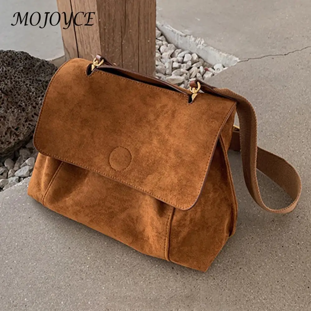 Women Adjustable Strap Large Capacity Retro Sling Bag Stylish Casual Purse Made of Velour Material for Daily Use