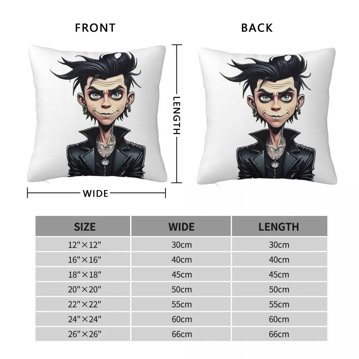 Black Veil Brides Andy Biersack Caricature Square Pillowcase Polyester Linen Velvet Pattern Throw Pillow Case Room Cushion Cover