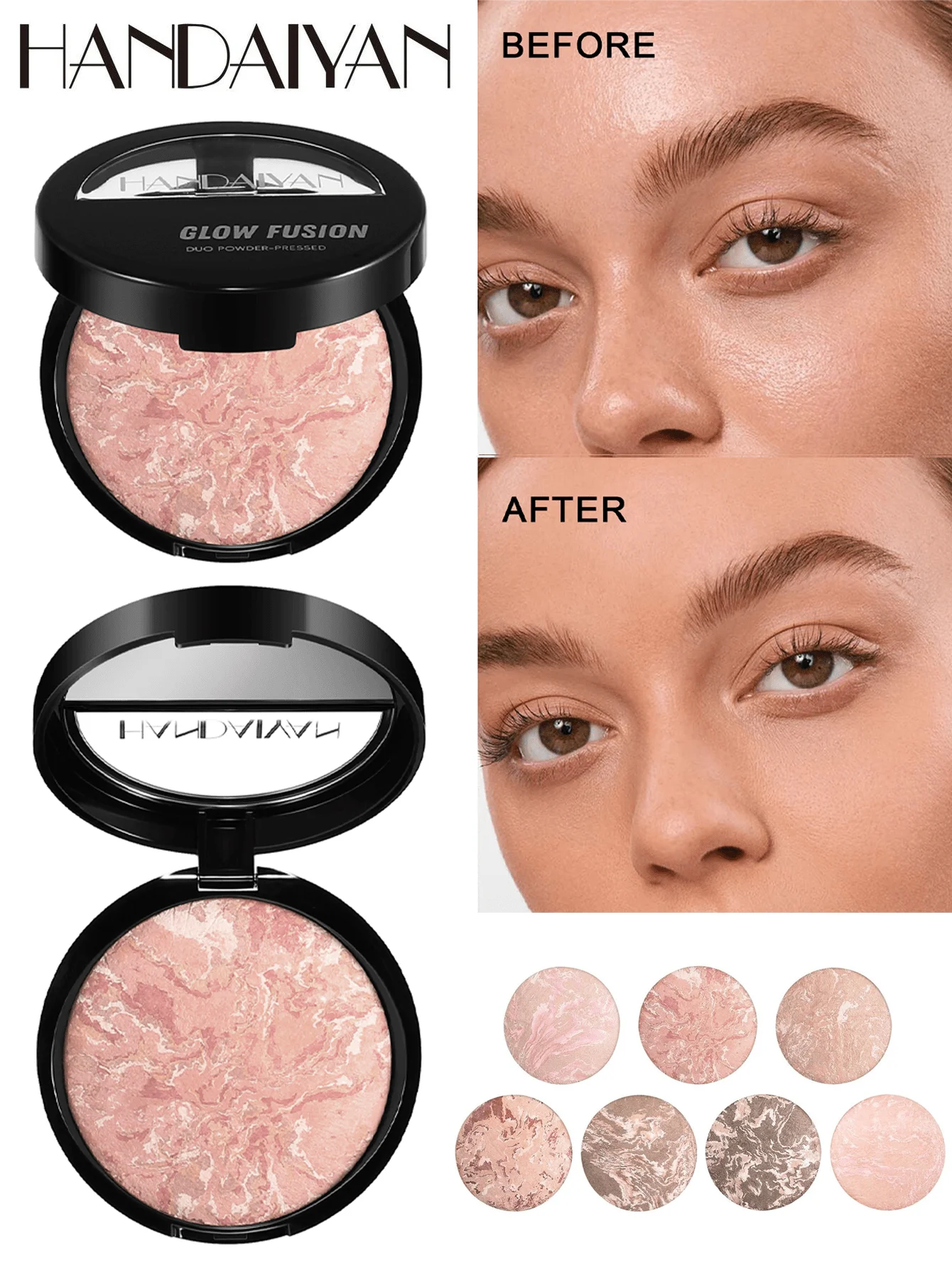 Highlighting and contouring setting powder, pearlescent oil-control baking powder, concealer powder, setting