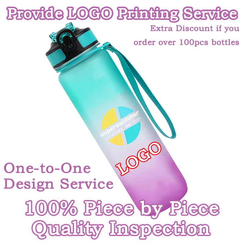 

DIY LOGO Water Bottles 1L OEM Customization Outdoor Sports Water Cups Travel Mug for Company Party Meeting As Gifts Wholesale