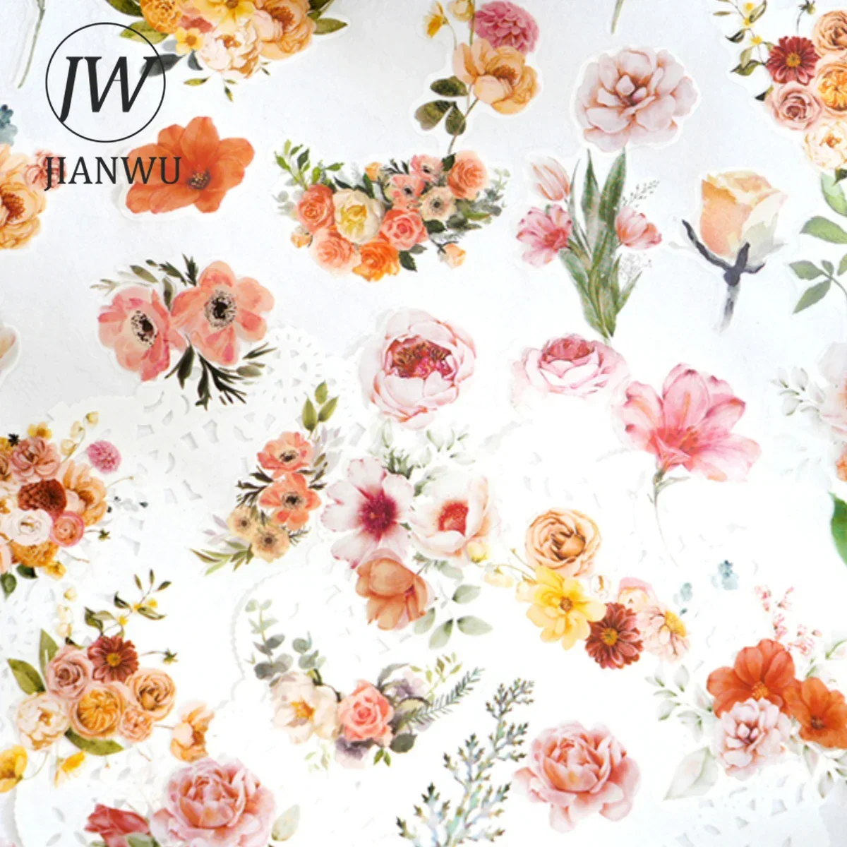 JIANWU Mountain Flower Field Series Vintage Plant Flower Landscaping Material Collage PET Sticker Creative Journal Stationery