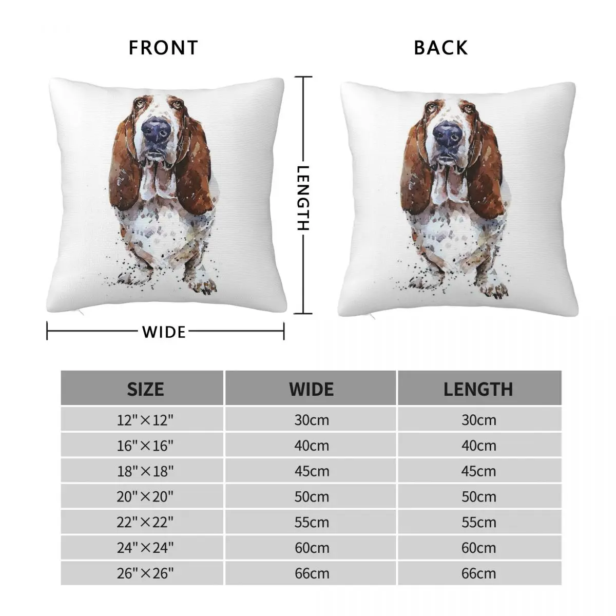 Basset Hound Square Pillowcase Polyester Linen Velvet Creative Zip Decor Pillow Case Car Cushion Cover