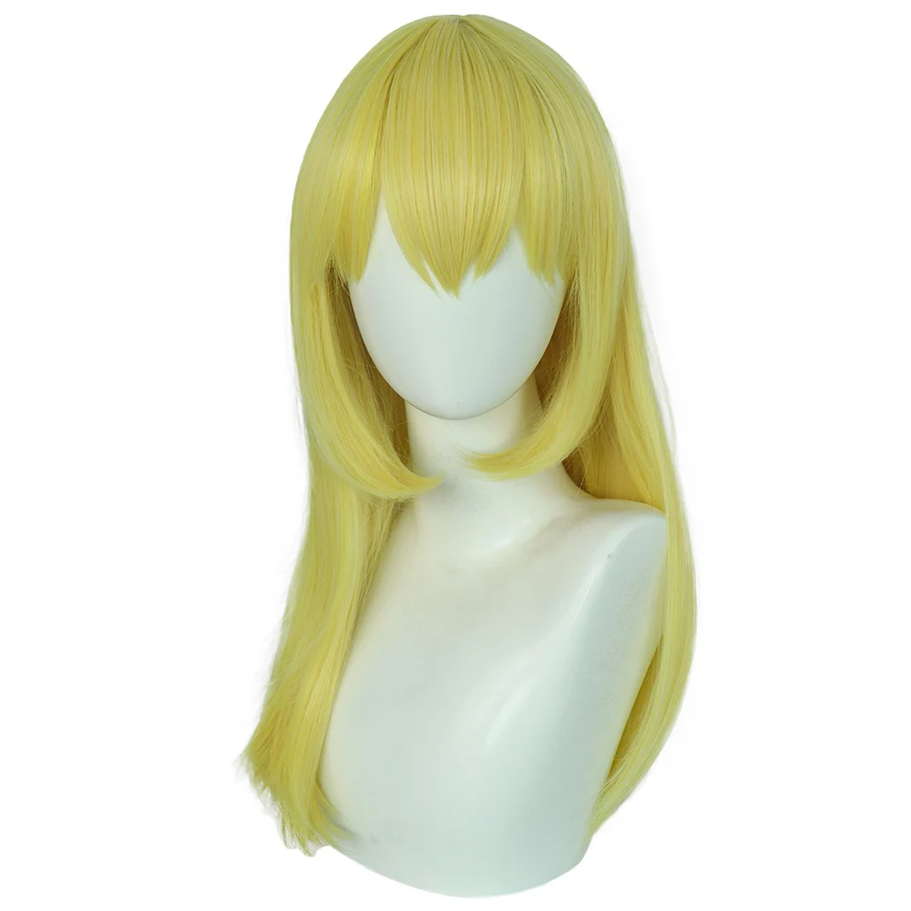 Lemon Irvine-pelucas de Anime para mujeres adultas, Cosplay de músculos mágicos, amarillo, pelo largo y liso, accesorios de disfraces, trajes de Halloween