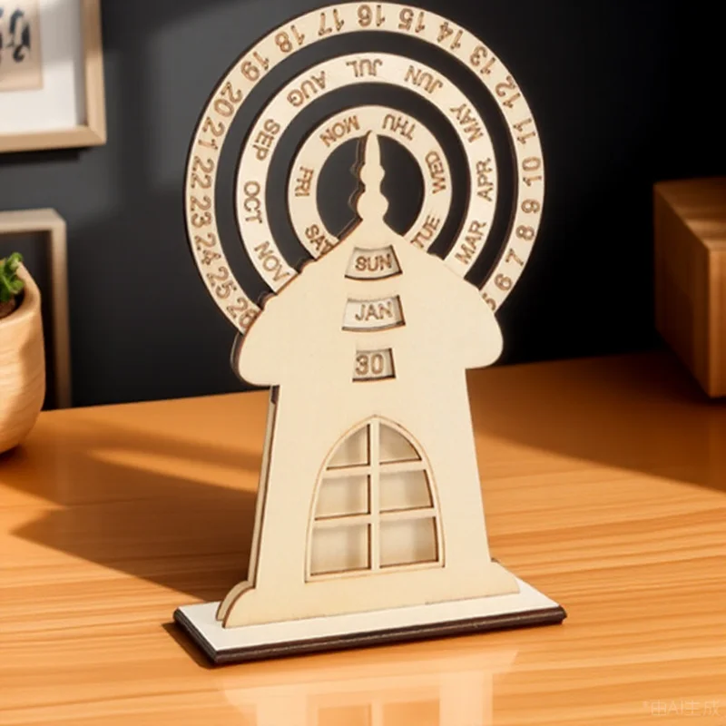 سطح المكتب الخشبي التقويم الدائم دُولابٌ دَوّار الشكل قابل للتعديل اليومي تاريخ الأسبوع شهر عرض سطح المكتب التقويم الدائم