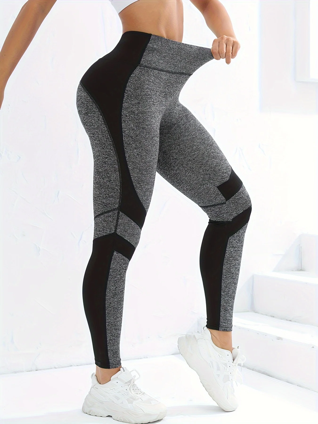 Damskie legginsy fitness do jogi z wysokim stanem, rozciągliwe legginsy sportowe do biegania