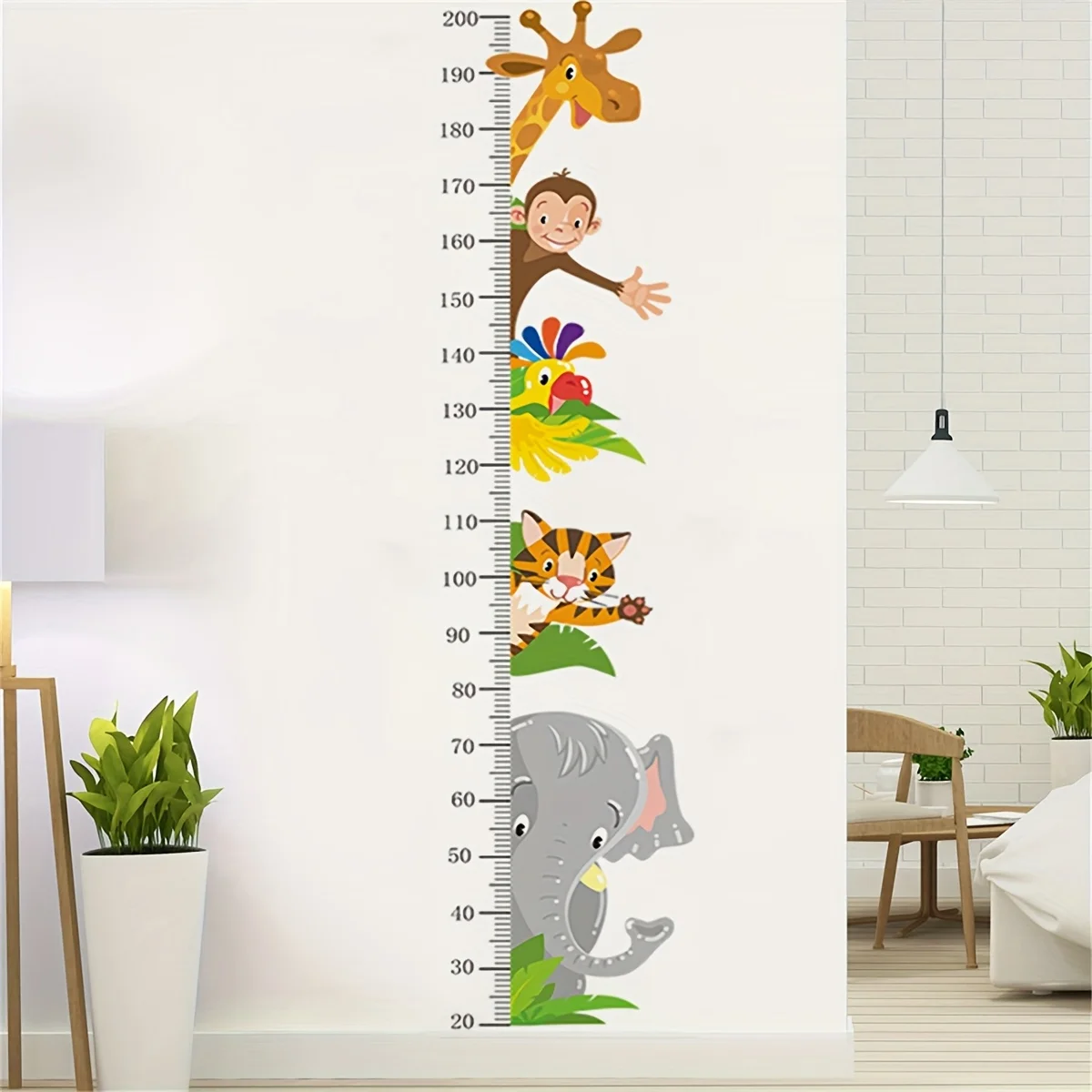 1 Set Height Measurement Growth Chart Wall Stickers Cartoon Animal Monkey Elephant Height Decals Festival Party Decoration