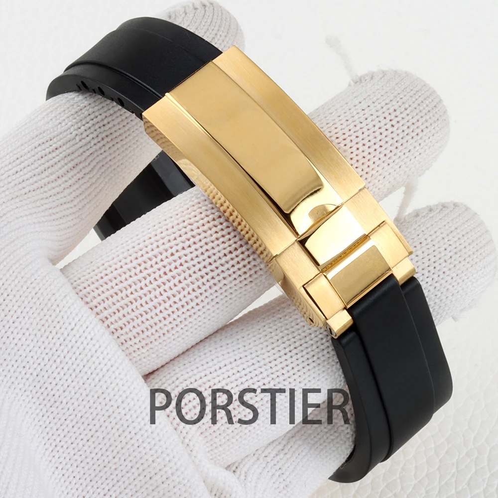 40mm Diver Watch Case for SUB GMT NH34 NH35 NH36 movement 28.5mm Dial Gold pvd Stainless steel Case Sapphire Glass Rubber Strap