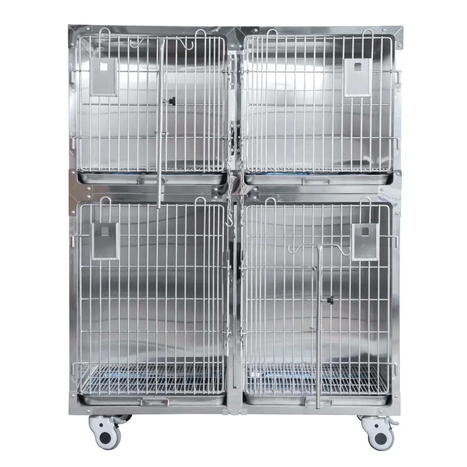 Direct Wholesale Supplies Custom 4 door High-quality Stainless Steel Pet Cage for Pet Hospital Animal Clinic Veterinary Cage