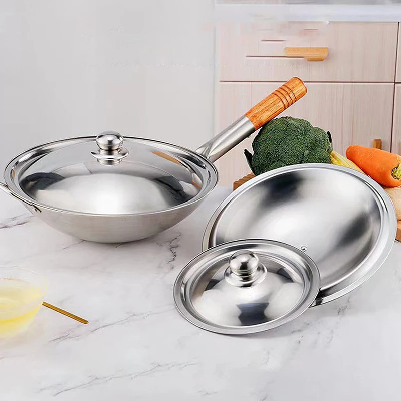 New 10-32Cm Stainless Steel Round Pot Lid Universal Replacement Frying Pan Cover Smooth Edge Dishwasher Safe For Skillet Wok Pot