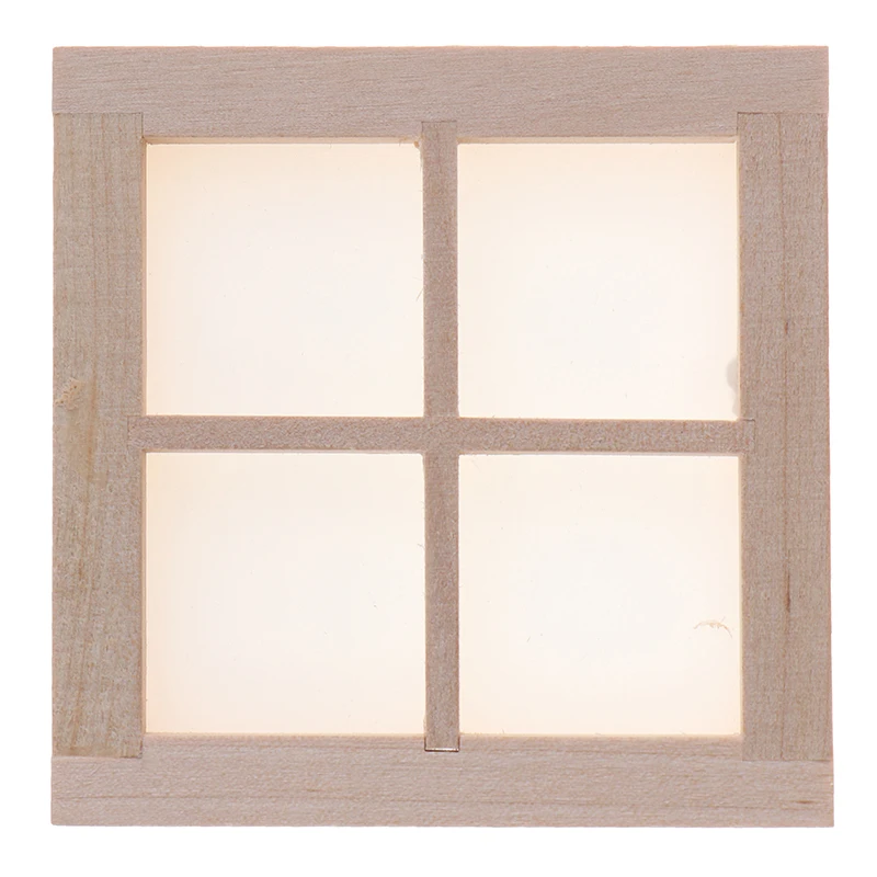 

* * Hot Sale 1:12 Dollhouse Miniature Wooden 4 Pane Window DIY Accessories