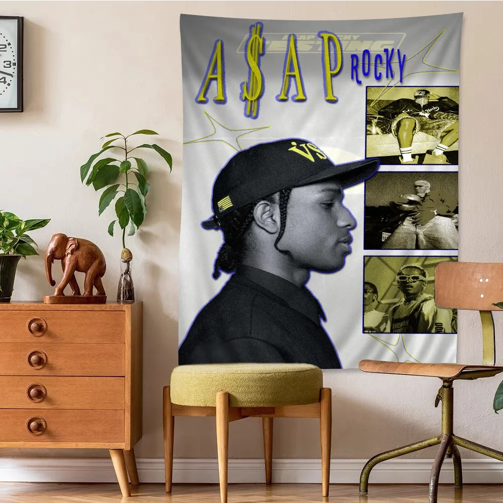 Hip Hop Rapper Asap-Rocky Hippie Wall Hanging Tapestries Art Science Fiction Room Home Decor Kawaii Room Decor