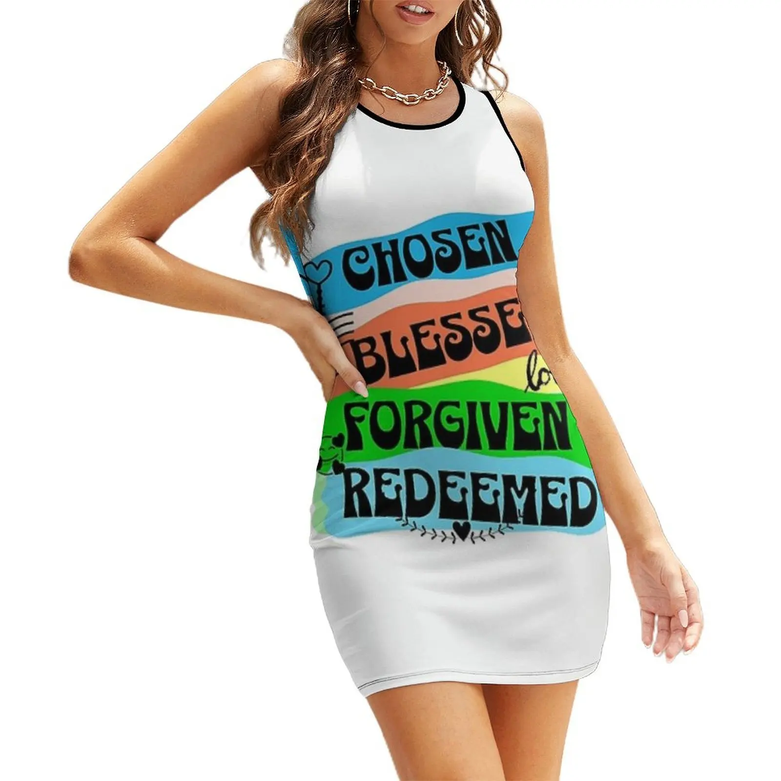 

Chosen blessed forgiven redeemed Sleeveless Sundress Party dresses women dresses Dress women
