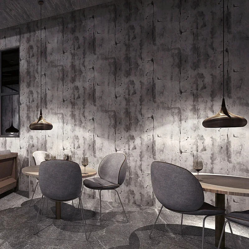 Nostalgic industrial style loft wallpaper Internet cafe barber clothing shop coffee restaurant plain cement gray wallpaper
