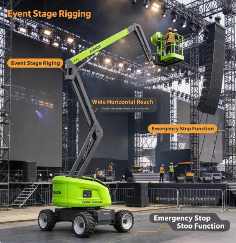 Telehandler Diesel Powered 17.6m Lifting Height 4T Capacity Single Stage Mast Telehandler 1220x122x50 Fork For Material Handling