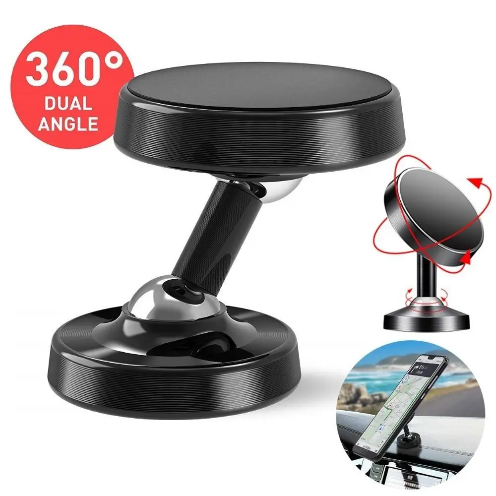 Double-sided Magnetic Car Phone Holder 360 Rotatable Universal Magnet Phone Mount Stand For Gym Kitchen Metal Phone Accessories