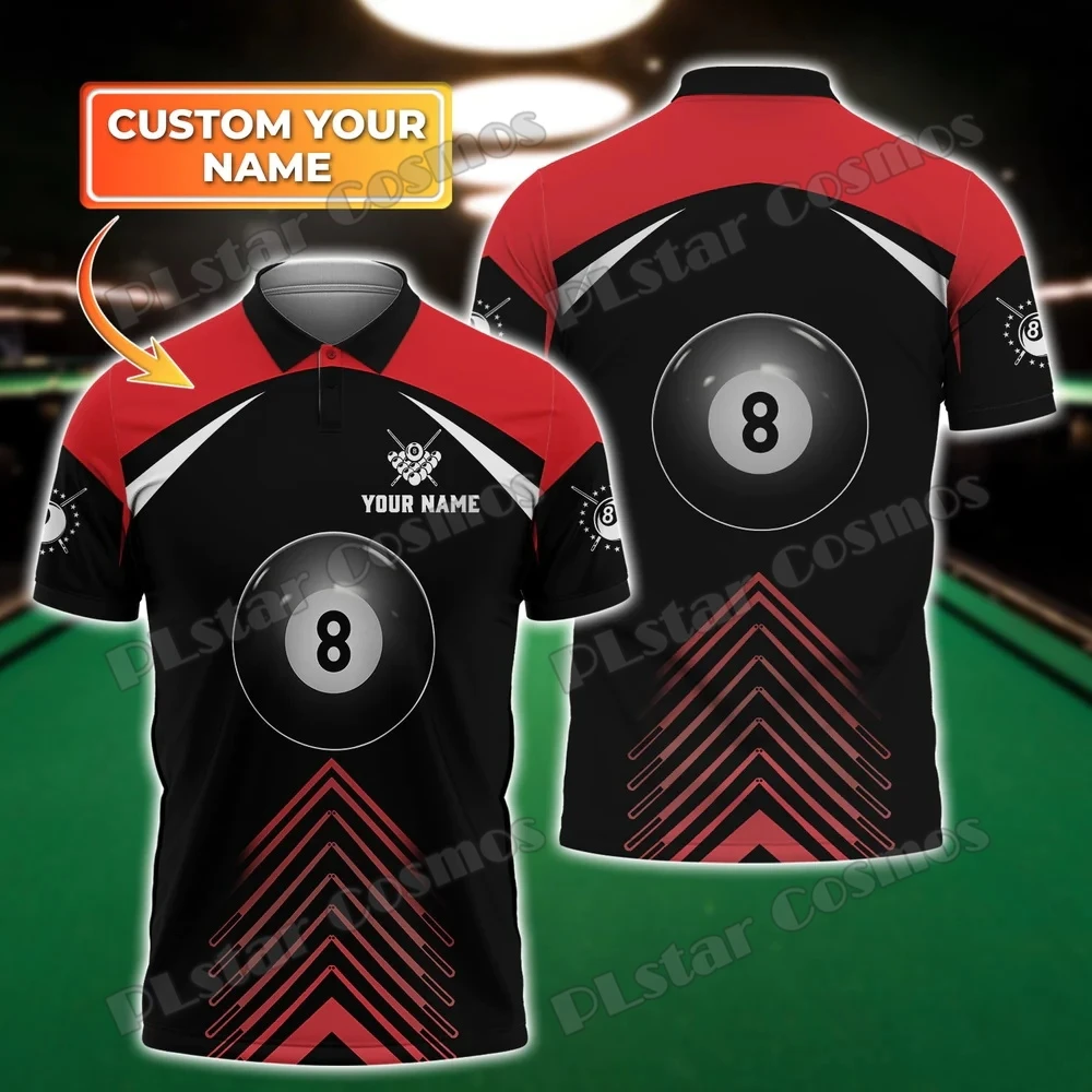 Custom Name Grim Reaper Play Billiard Shut Up And Shoot 3D Printed Men's Polo Shirt Summer Unisex Sports Casual Shirt POL85
