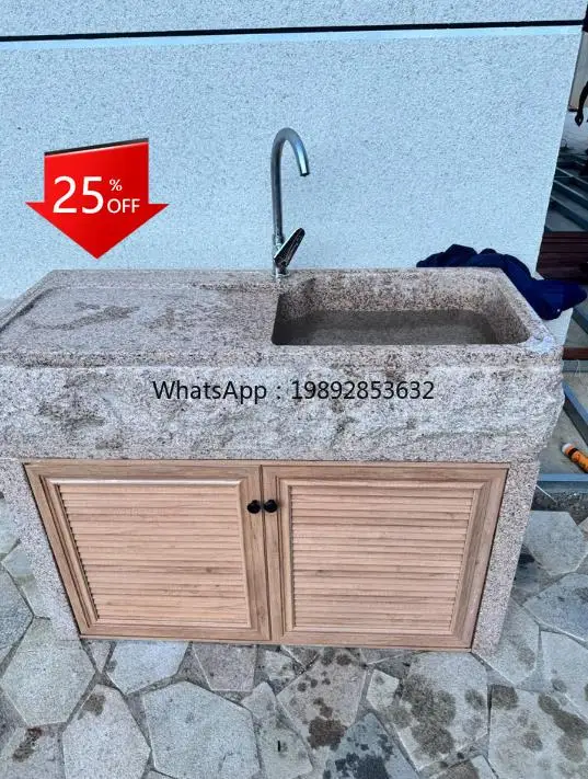 

garden outdoor console stone pool villa courtyard whole stone integrated washbasin