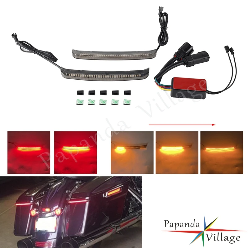 

Motorcycle LED Rear Saddlebag Turn Signal Lamp W/ Flowing Sequential Blinker Light For Harley Touring Electra Road Glide 14-22