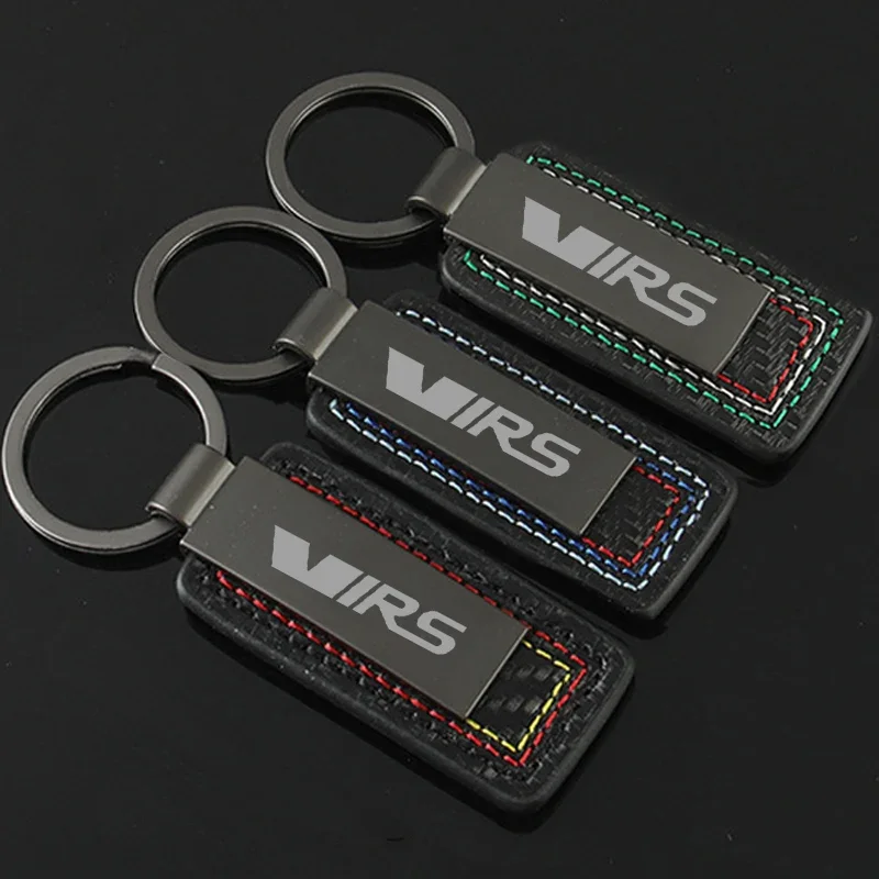 Car Styling portachiavi in pelle in fibra di carbonio portachiavi in metallo per VRS Octavia 3 2 A5 A7 MK3 MK2 portachiavi accessori per custodie