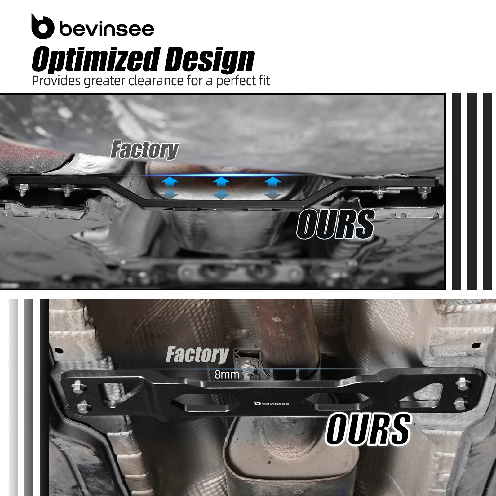 Aluminum Centre & Rear Tunnel Brace Set for VW for Golf 7 8 for Passat B8, for Audi A3, for SEAT Leon 5F, for Skoda Octavia 3