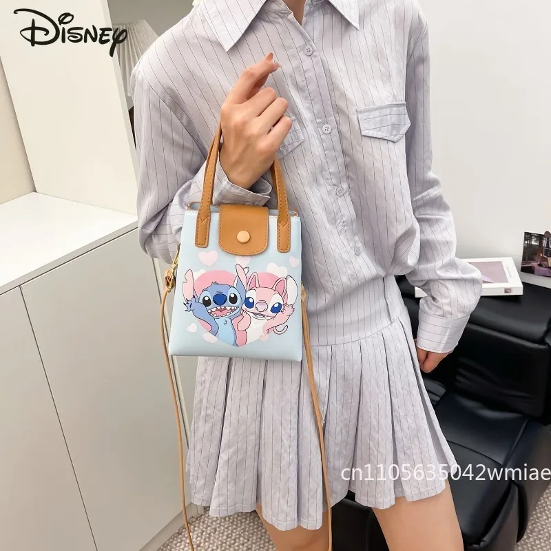 Stitch nova bolsa feminina elegante e de alta qualidade pu bolsa de ombro feminina dos desenhos animados multifuncional armazenamento crossbody saco