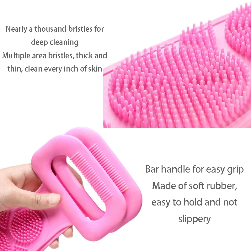 Bath Brushes Body Scrubber Silicone Shower Exfoliating Brush Belt Back Scrub Massage Cleaner Cleaning Strap Bathroom Accessories