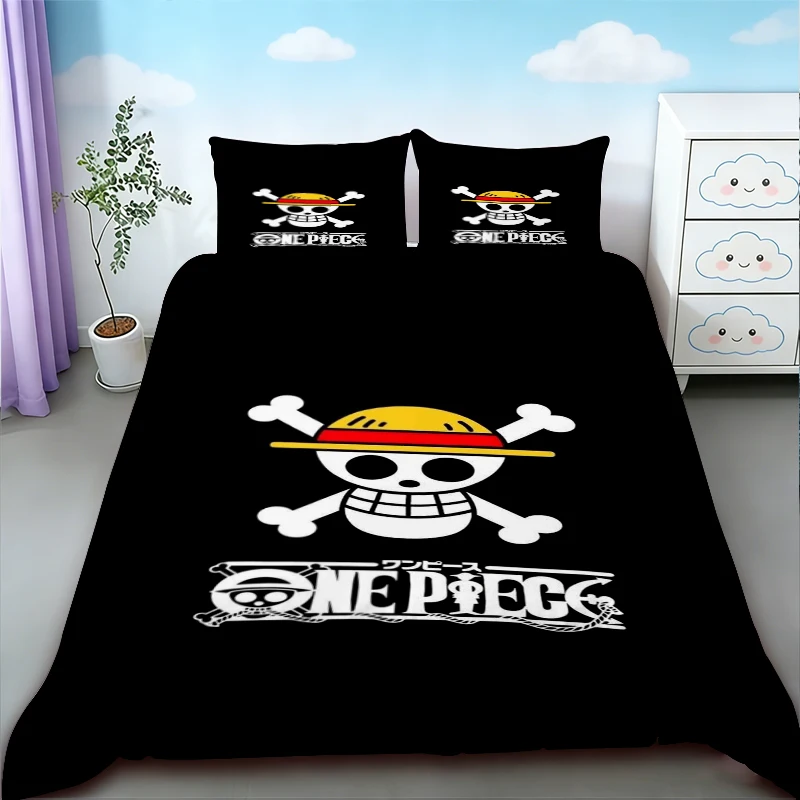 Luffy 3pcs Duvet Cover Set One Piece Cartoon Bedding Set Luffy Breathable Quilt Cover Queen King Size for Bedroom Decor - view 5
