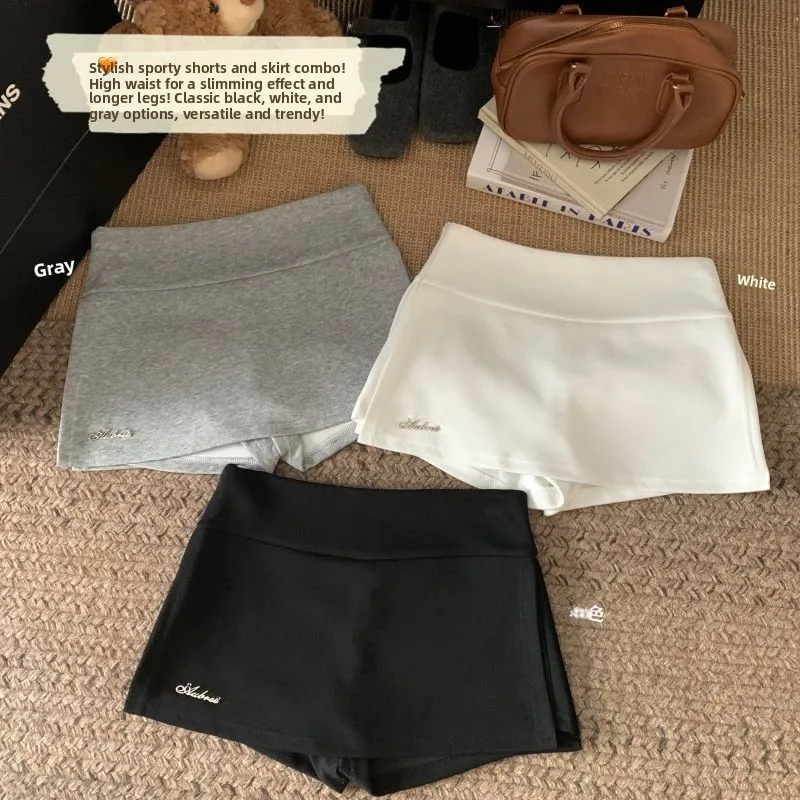 

Korean Style High Waist A-Line Skirt for Women Casual Black Asymmetrical Hemline Sporty Commute Friendly Short Skirt