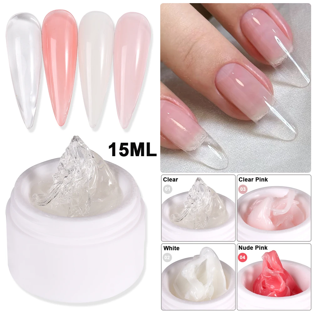15ml Gel per estensione solido a mano antiaderente Costruzione rapida Intaglio Fiore Nail Art Prolungare Estendere Gel Acrilico Smalto per unghie Manicure